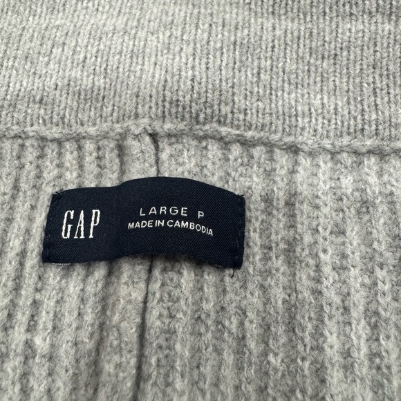 GAP Ribbed Knit Lounge Pants L Petite Gray Wide Leg Soft Cozy Stretch - Picture 3 of 8